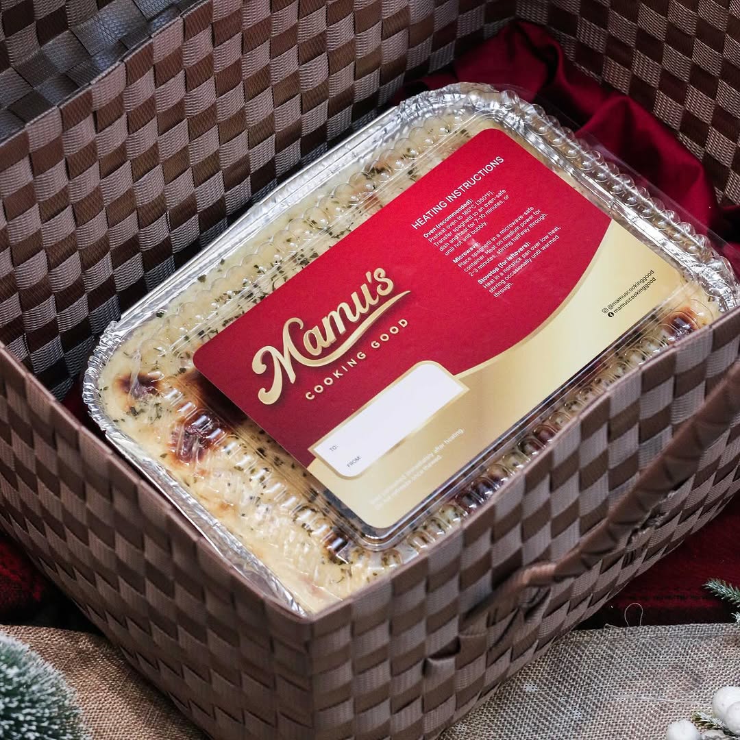 Mamu's Cooking Good branded packaging in gift basket